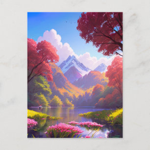 A Journey to the Lake at the Mountain's Step Postcard