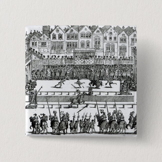 A Jousting Scene 15 Cm Square Badge (Front)