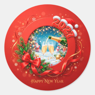 A joyful design to welcome 2027 classic round sticker