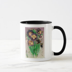 A Joyful Easter Violets with Women Heads Scene Mug