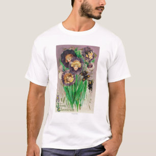 A Joyful Easter Violets with Women Heads Scene T-Shirt