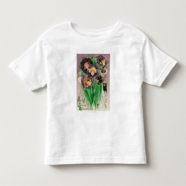 A Joyful Easter Violets with Women Heads Scene Toddler T-Shirt (Front)