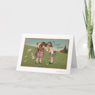 A Joyful EasterKids Holding a Bunny Holiday Card