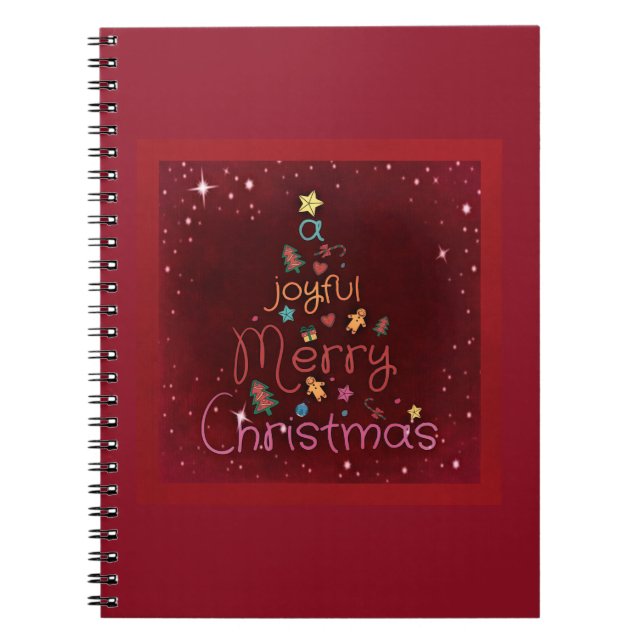 A Joyful Merry Christmas Greeting on Red Notebook (Front)