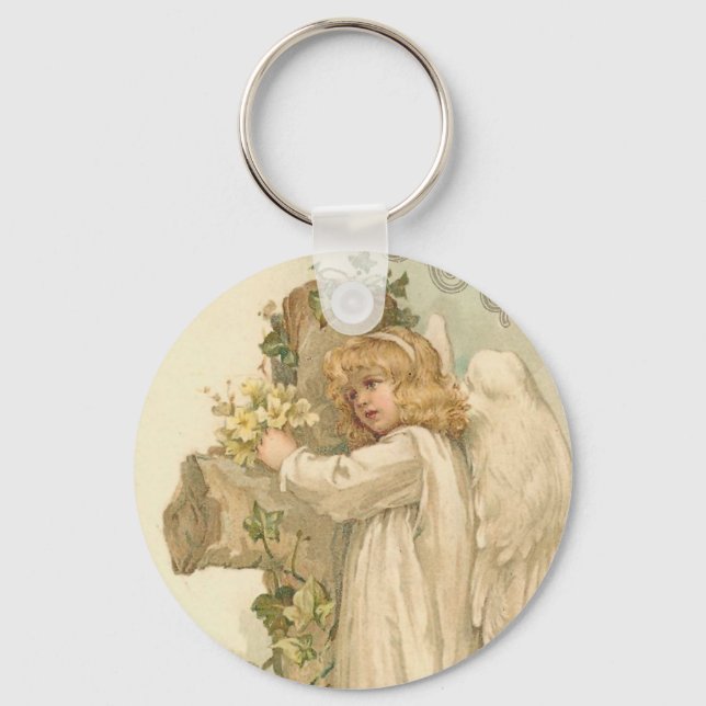 A Joyous Easter Angel Vintage Easter Key Ring (Front)