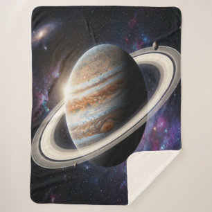A Jupiter with Rings Sherpa Blanket