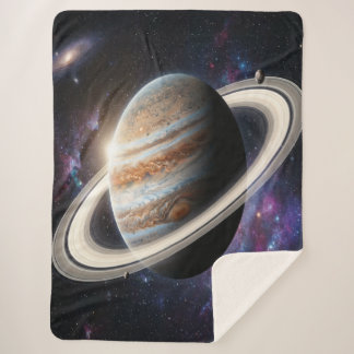A Jupiter with Rings Sherpa Blanket