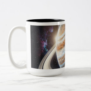 A Jupiter with Rings Two-Tone Coffee Mug