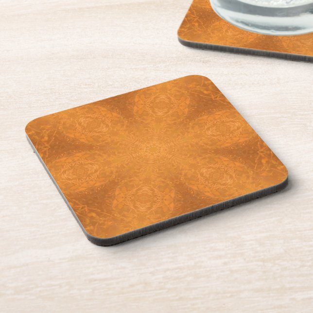 A Kaleidoscope of a Burnt Orange Star   Coaster (Left Side)