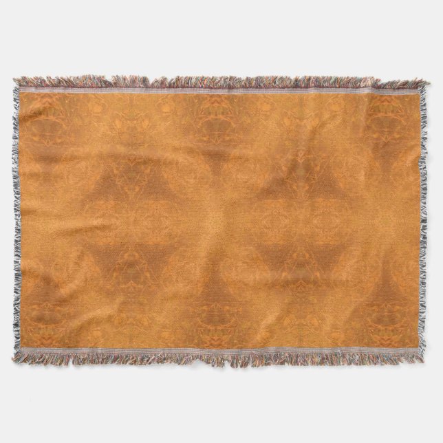 A Kaleidoscope of an Orange Star Throw Blanket (Front)