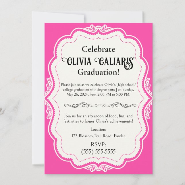 A Kaleidoscope of Celebration: BarbiePink Invitation (Front)