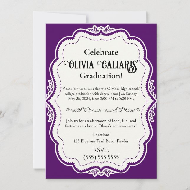 A Kaleidoscope of Celebration: Ripe Plum Invitation (Front)