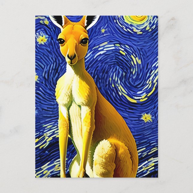 A Kangaroo in The Starry Night Postcard (Front)