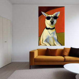 A kangaroo with sunglasses AI Art Poster
