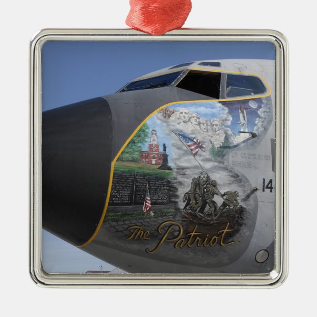 A KC-135 Stratotankerdisplaying patriotic nose Metal Tree Decoration (Front)