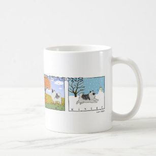 A Keeshond's Four Seasons   Keesie Cartoon Dog Coffee Mug