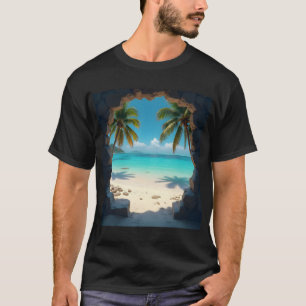 A key hole view of a beach in paradise T-Shirt
