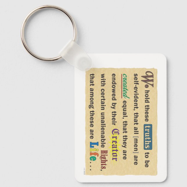 A keychain with a declaration. (Front)