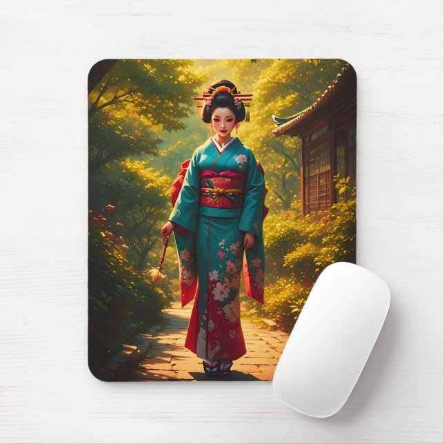 A Kimono's Radiance Mouse Pad (With Mouse)