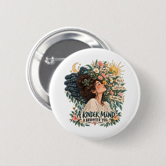 A Kinder Mind A Brighter You Mental Health Mug 6 Cm Round Badge