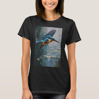 A Kingfisher diving near water, Birds in Motion T-Shirt
