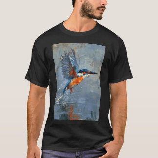 A Kingfisher flying over water, Birds in Motion T-Shirt
