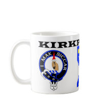 A Kirkpatrick mug featuring blue badges