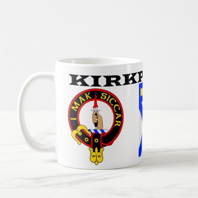 A Kirkpatrick mug featuring red badges (Left)