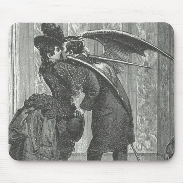 A Kiss, Victorian/Gothic Winged Vampire Mouse Pad (Front)