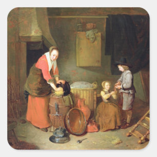 A Kitchen Interior, 17th century Square Sticker
