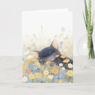 A Kitten Floral Bed Card