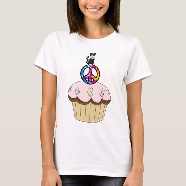 A Kitty Peace Cupcake T-Shirt (Front)