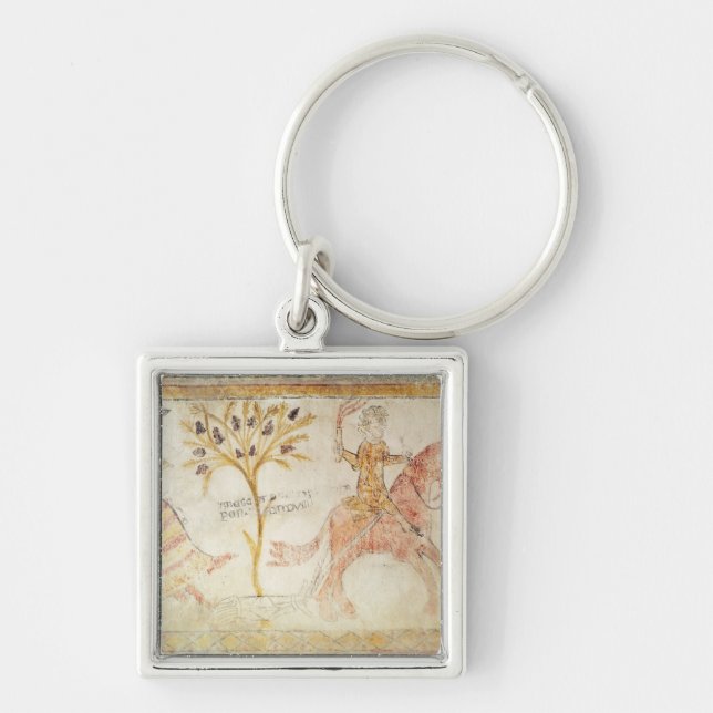 A knight carrying a flaming torch key ring (Front)