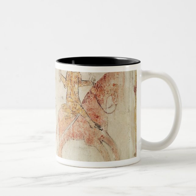 A knight carrying a flaming torch Two-Tone coffee mug (Right)