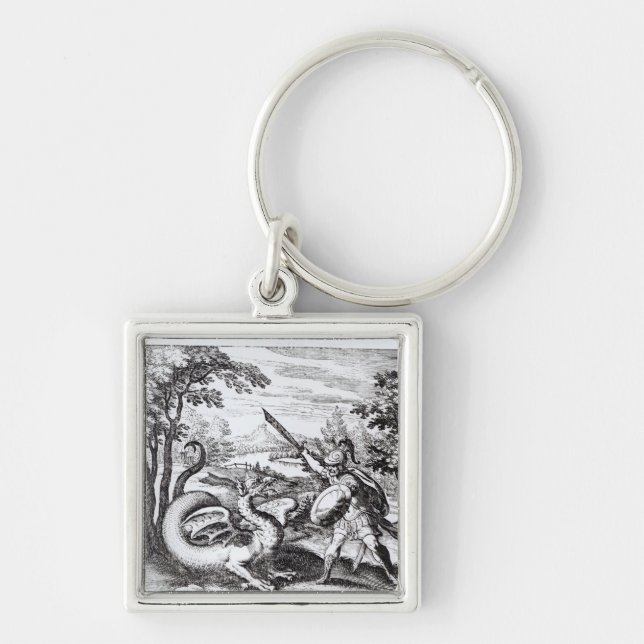 A knight defeating 'Rot' Key Ring (Front)