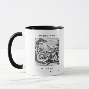 A knight defeating 'Rot' Mug
