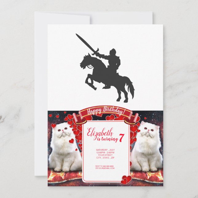 A knight on a horse - Choose background colour Invitation (Front)