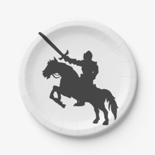 A knight on a horse - Choose background colour Paper Plate