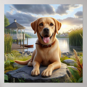 A Labrador Retriever Resting in the Country Poster