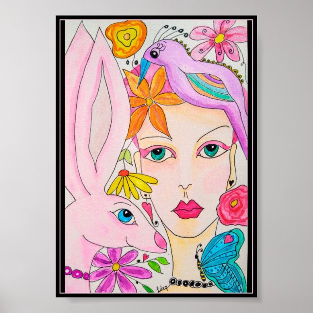 A Lady, A Bunny, and a Bird Poster (Front)