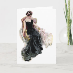 A Lady and Her Cats Card