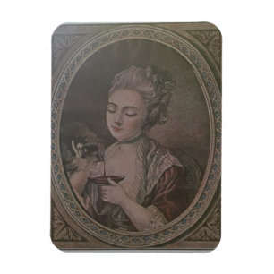 A Lady Drinking Chocolate (colour litho) Magnet