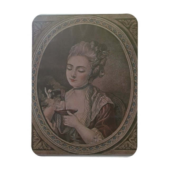 A Lady Drinking Chocolate (colour litho) Magnet (Vertical)
