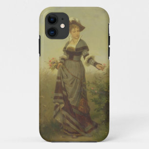 A Lady picking flowers in a landscape (panel) iPhone 11 Case