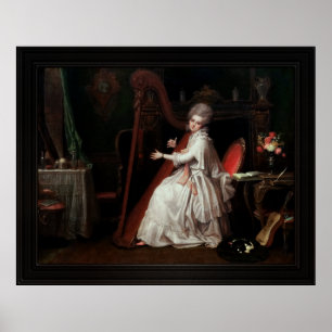 A Lady Playing on the Harp by Richard Cosway Poster