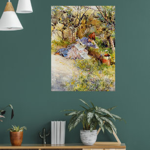 A Lady Reading a Newspaper by Carl Larsson Poster