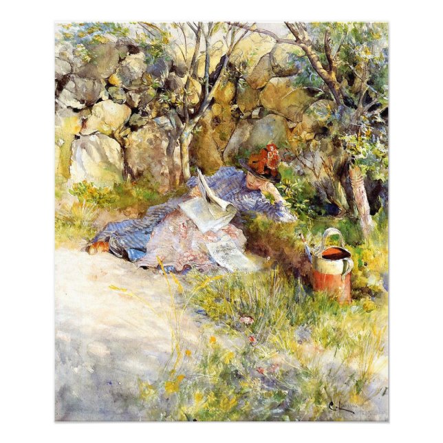 A Lady Reading a Newspaper Photo Print (Front)