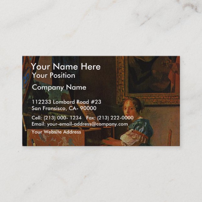 A Lady Seated At A Virginal,  By Vermeer Van Delft Business Card (Front)