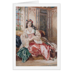 A Lady Seated in an Ottoman Interior Wearing Turki