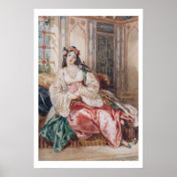 A Lady Seated in an Ottoman Interior Wearing Turki